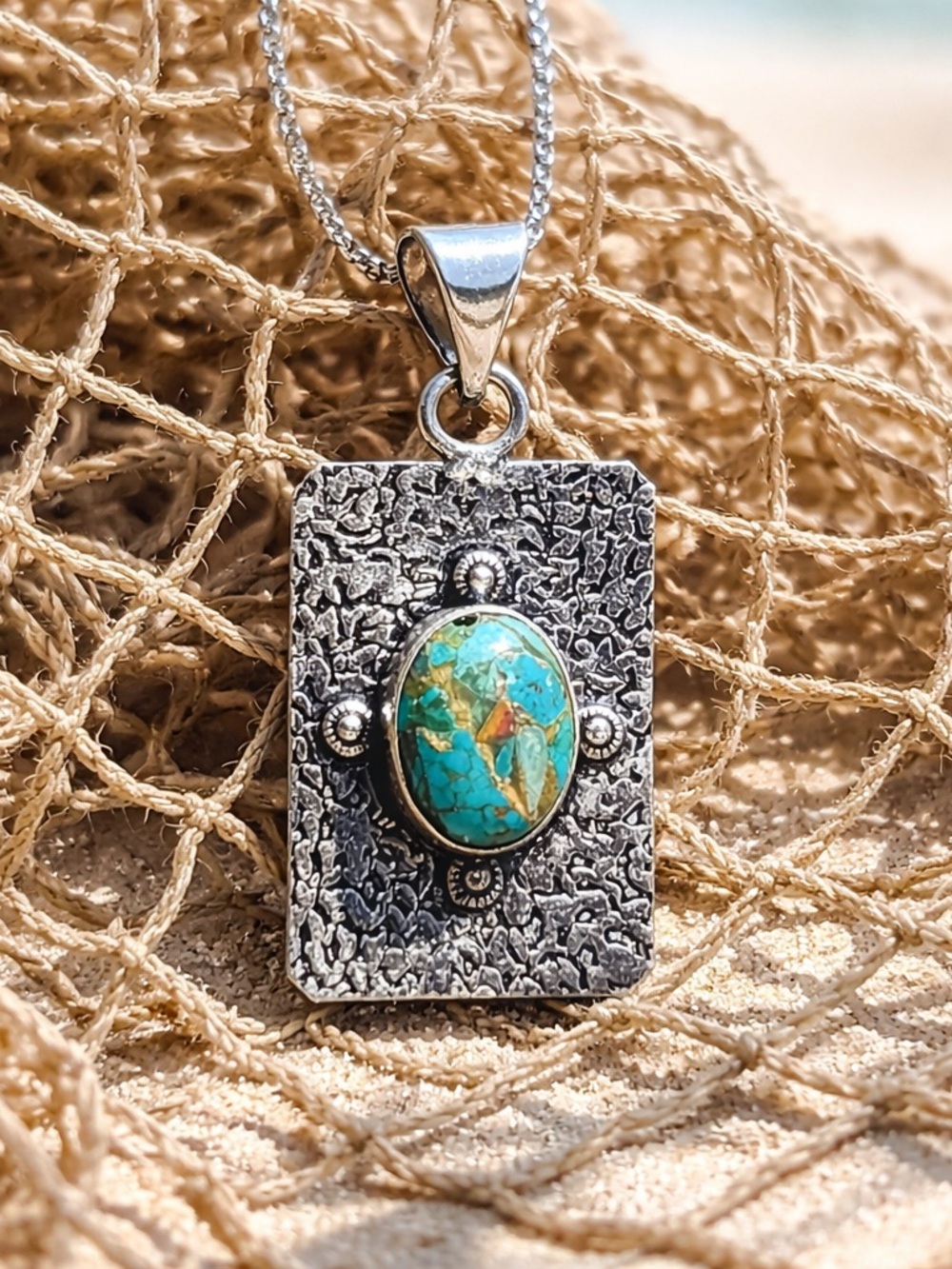 SOLD ! Chrysocolla Necklace & Earrings - Picture 7 of 16